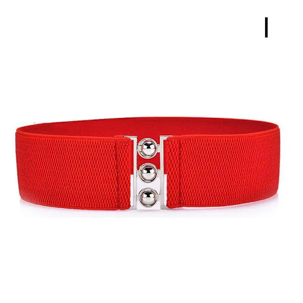 Kvinnor Enkelt Elastiskt brett midjebälte Riem Bantning Rött Vitt Bälte Kvinna Retro Dam Bälten Kvinnor Midjeband Kvinnor Tillbehör I