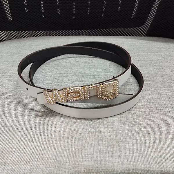 Lyxigt äkta läder Wang Letter gyllene och silverspänne 1,5 cm breda tunna bälten för kvinnor Rhinestone Cummerbunds white silver(.876) 100cm(.876)