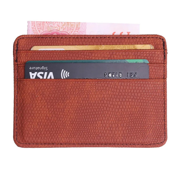 Liten Mini Travel Lizard Mönster Läder Bank Business ID- case För män Kvinnor Med ID-fönster 2020 Ny Auburn