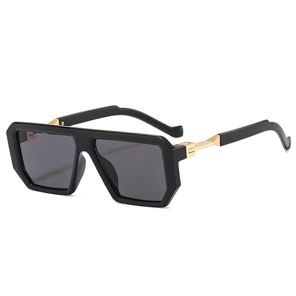 SO&EI Retro Polygon Fyrkantiga Solglasögon Kvinnor Mode Jelly Färg Glasögon Skärmar UV400 Märkesdesigner Män Trendiga Solglasögon Matte black grey As the picture