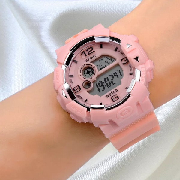 Mode Dam Sportklockor Vattentäta Trendiga män Digital watch Toppmärke Rose Gold Lover's Gift Outdoor Quartz Clock White