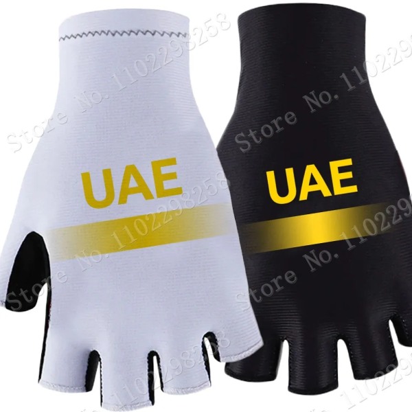 UAE Team Cykelhandskar 2023 Vit Cykel Half Finger Glove Ett par Storlek M-XL Gant Cyclisme Type 1 XL