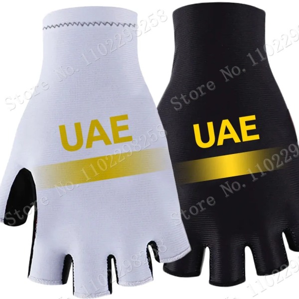 UAE Team Cykelhandskar 2023 Vit Cykel Half Finger Glove Ett par Storlek M-XL Gant Cyclisme Type 2 M