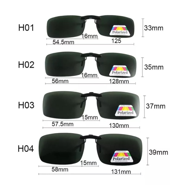 Rui Hao Eyewear Super Light Solglasögon Clip on Polarized Solglasögon 4 Storlek Driving Glasögon Clip Solglasögon Män Kvinnor H01 Black Bridge