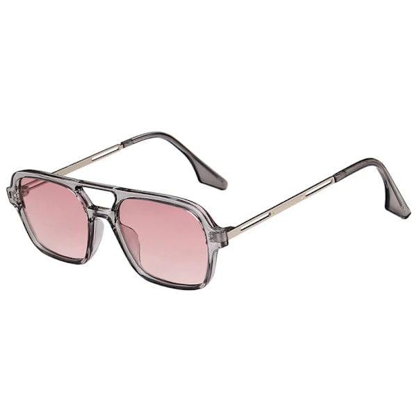SO&EI Retro Double Bridges Dam Solglasögon Mode Rosa Gradient Glasögon Trending Hollow Leopard Blå Solglasögon Herr Solglasögon Gray pink As the picture