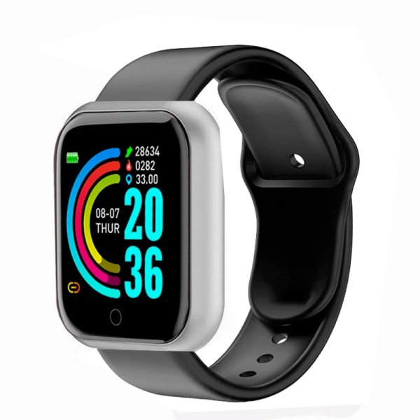D20 Y68 Smart Watch Bluetooth Svara samtal Sport Fitness Tracker Custom Dial Smartwatch Män Kvinnor betygsätt blodtryck PK D13 D18 Y68 Sliver