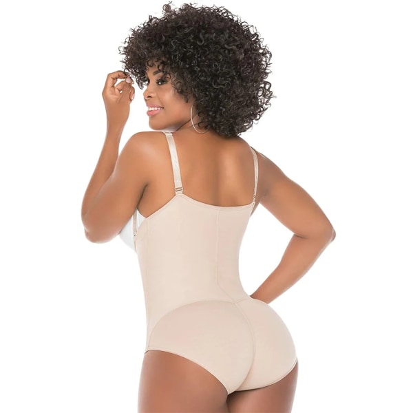 Fajas Colombianas Shapewear för kvinnor Bodysuit Magkontroll Kroppsformare Dragkedja Öppen byst Formande Slimmande underkläder Khaki XXXL