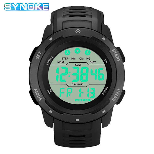 Reloj Hombre Utomhus Digitala klockor Sport LED Män Big Dial Round Watch Luminous Casual Clock Multifunction Wrist Stoppur 2022 Black