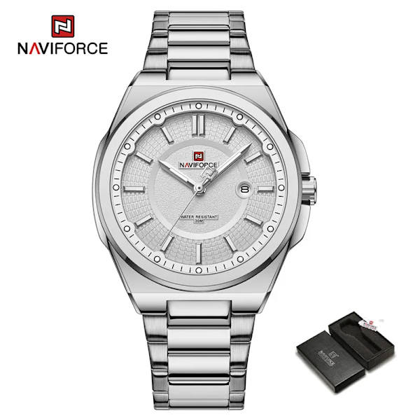 NAVIFORCE 2023 Quartz Watches Herr Lyxmärke Vattentät Sport Rostfritt Stål Lysande Man Armbandsur Relogio Masculino SW-BOX