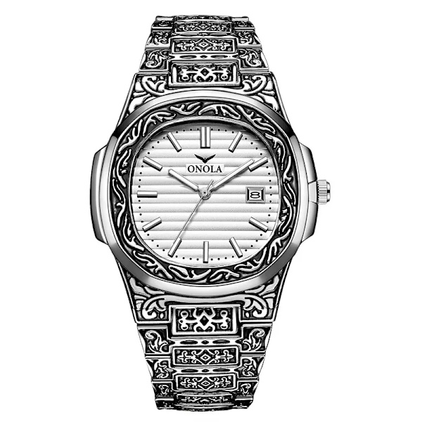 Mode quartz watch herr Märke ONOLA lyx Retro gyllene klocka i rostfritt stål herr guld watch watch hombre ON3808 silver white