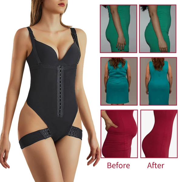 Butt Lifter Shapewear Magekontroll Trosor Hög midja Fast Sculpting String Stroppa Body Shaper Waist Trainer Underkläder 4XL 5XL Black 2XL