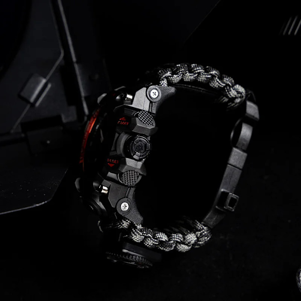 Utomhus Survival Military Watch Vattentät Multifunktionell Survival Kit Militär Taktisk Paracord Watch Compass Watch Red with box