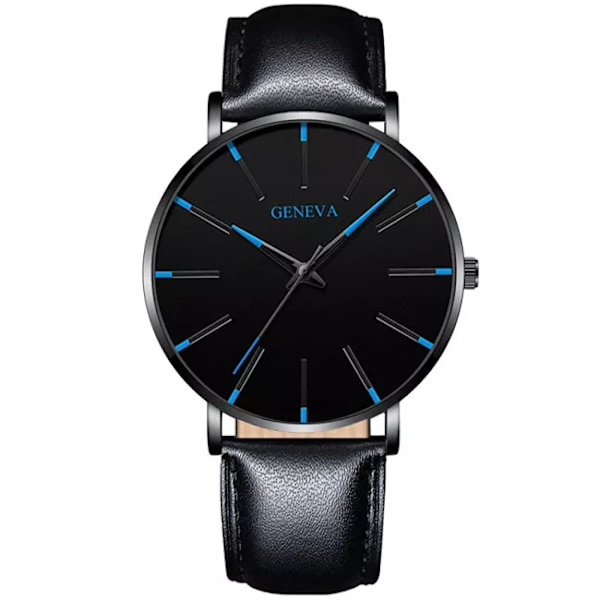 Herrmode Minimalistisk Ultra Tunna klockor för män Enkel Business Rostfritt stål Mesh bälte Quartz Watch relogio masculino Leather Black Blue