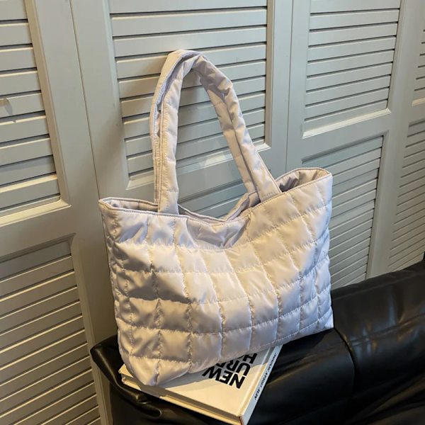Stor kapacitet Vinter Axelväska Nya Solid Nylon Handväskor Bomull Casual Tygväskor För Kvinnor Mode Topp Handväska Green 38x29x12cm