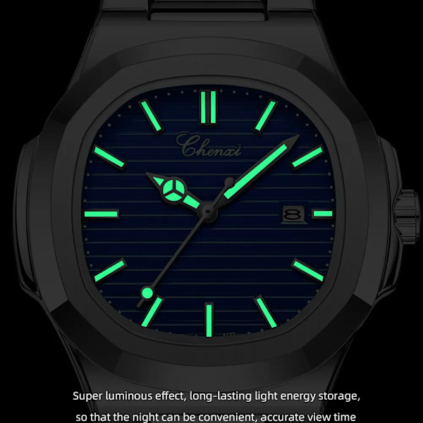 CHENXI 2023 Nya herrklockor Business Clock Top Lyxmärke Quartz Watch Rostfritt stål Vattentät självlysande armbandsur Silver White