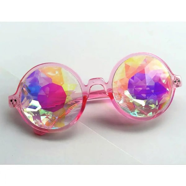 Festivaler Kalejdoskop Regnbågssolglasögon, Rosa, Svart, Transparent, Ultimate Kalejdoskopglasögon Rainbow Rave Light Eyewear Purple Black