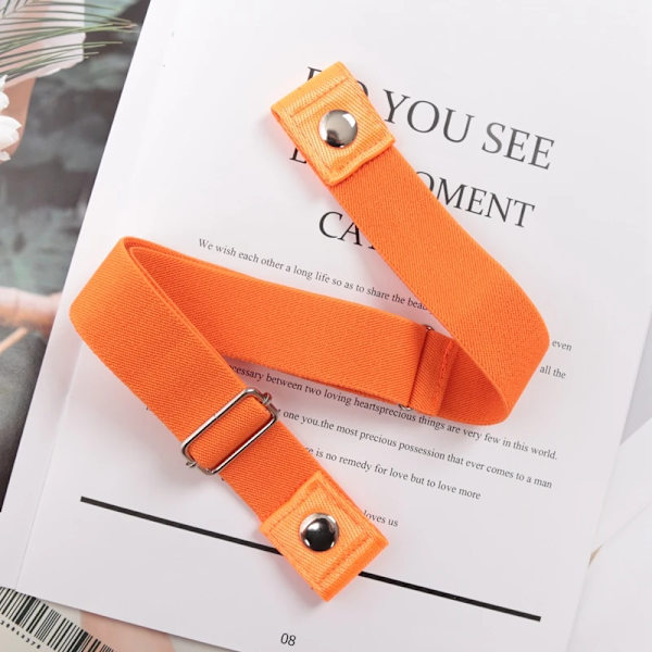 Spännefritt elastiskt osynligt bälte för kvinnor Plus Size Hög kvalitet utan spänne Jeans Enkelt bälte män Inget krångel Designbälte Orange 60-95cm