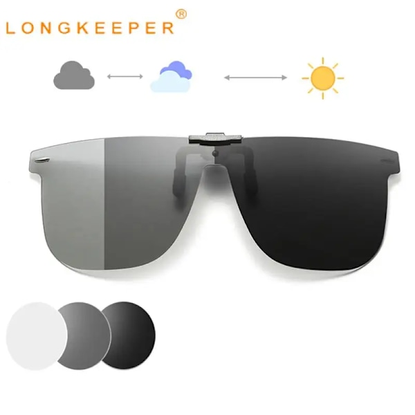 Clip On Solglasögon För män Polariserad lins Fyrkantiga Solglasögon Night Vision Driver Glasögon Fiske Glasögon Flip Up Lyx Oculos silver as show