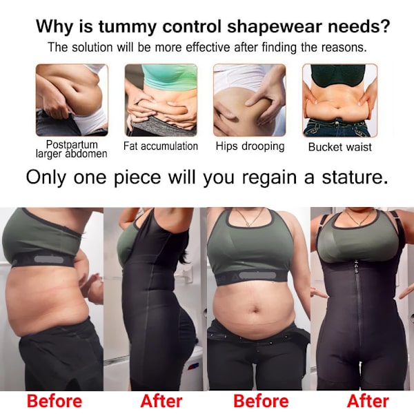 Fajas Colombianas Reductora Butt Lifter Magkontroll Body Shaper Waist trainer Korsett Shapewear Body Slimming Underkläder Black T1054 4XL