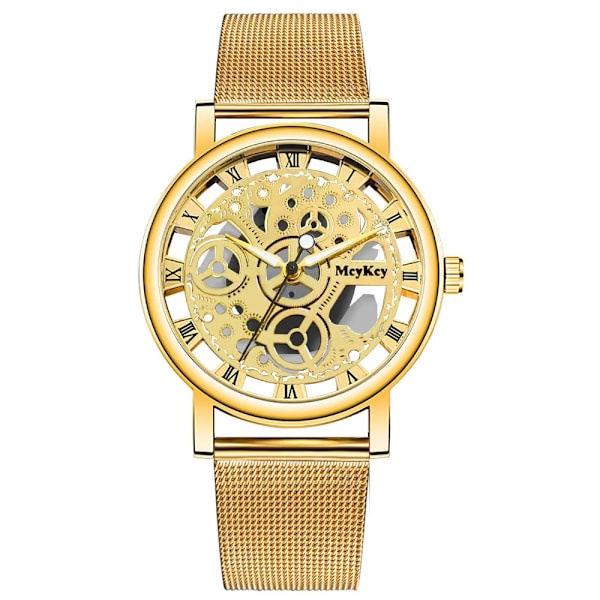 Nytt mode Topp kvinnor ihåligt skelett Faux mekanisk watch dam mesh kvarts armbandsur för kvinnor Relogio Feminino A silver