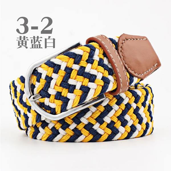 Unisex elastiskt tyg vävt Casual bältesnål Spänne Expanderbart flätat stretchduk Enkelt och snyggt fritids män kvinnor bälte FB yellow blue whit 3.3cmX107cm