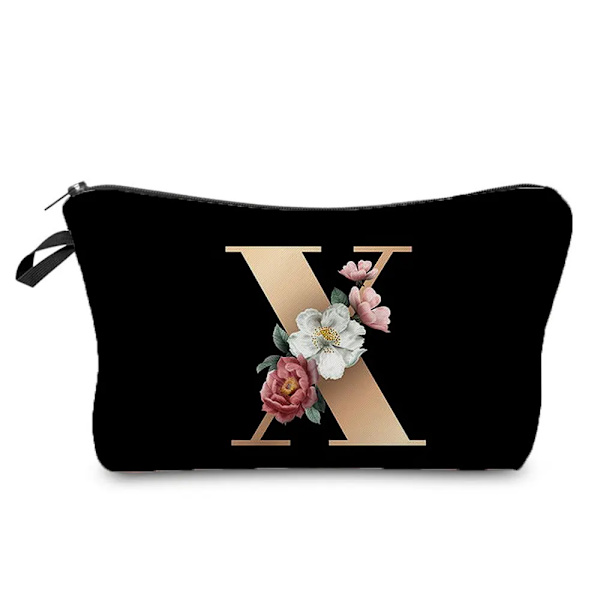 26 Initialer Blomma Kosmetikväska A-Ö Bokstav Sminkväskor Kvinnor Resor Brudtärna Present Dam Bärbar Skönhetsväska Case hz3395 Letter Bag