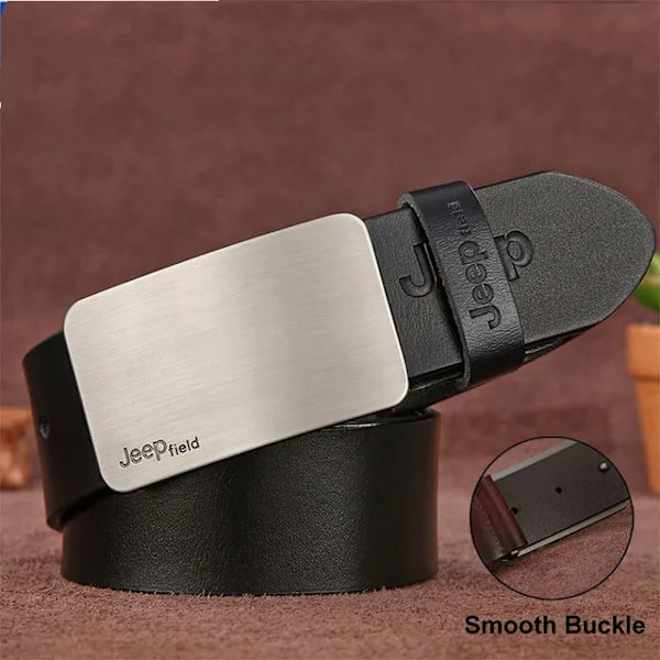 Lyxmärke Designer Bälte Herr Mode Äkta Läder Midjerem Legering Nål Spänne Herrbälte Cummerbunds Ceinture Homme 2022 JEEPFBK-Black 115cm