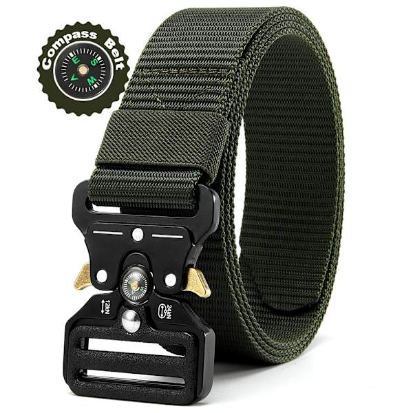 Herrbälte Army Utomhus Jakt Kompass Taktisk Multi Combat Survival Marine Corps Canvas För Nylon Man Lyxbälten ZNZYD-GR 125cm