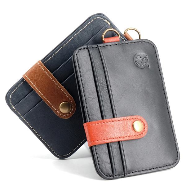 Retro unisex ung smal minimalistisk plånbok Kohud Läder VIP ID Kreditkortshållare Kort handväska Läder Bank Multi Slot Card Orange