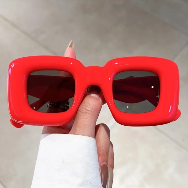 KAMMPT överdimensionerade fyrkantiga solglasögon Män Kvinnor Mode Uppblåsta bågar Solglasögon Trendig Ny design UV400 Goggle Solglasögon red as picture shows
