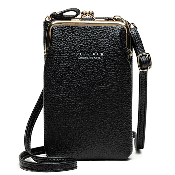 Mode Kvinnor Mini Crossbody-väska & handväskklämmor Telefonpaket Kvinnlig Clutch-plånbok Damer Liten handväska Pu-läder Axelväskor Black