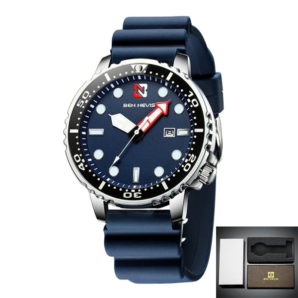 Ben Nevis herrklockor Lyxig analog watch med datum Watch Vattentät silikongummirem Relogio Masculino dark blue with box