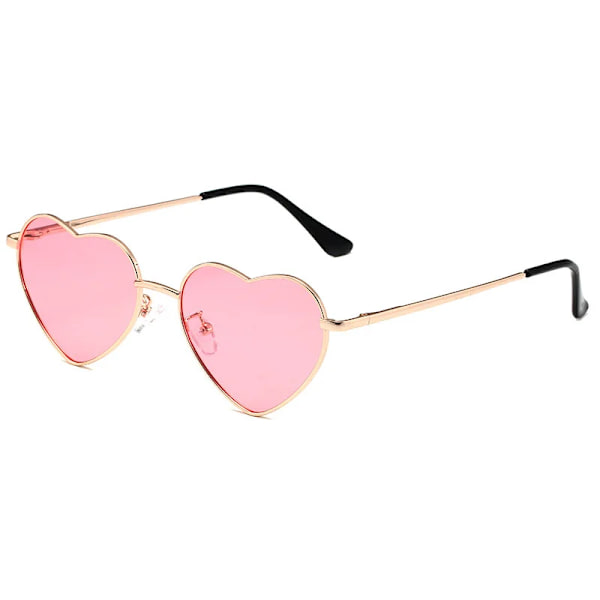 Mode damer i metall Hjärtformade solglasögon Gradient utomhusglasögon Damglasögon UV400 solglasögon metall kvinnor flickor solglasögon Gold Pink Other