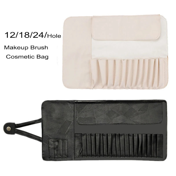 12/18/24 Hål Sminkborsteväska Funktionell case Organizer Sminkborstar Skydd Sminkverktyg Rullande påse Grey empty bag