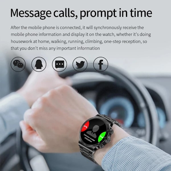 LIGE Nytt Bluetooth Call Smart Watch Herr HD Full Touch Sport Fitness Armband Vattentätt Lyx Herr SmartWatch För IOS Android Mesh belt silver Bluetooth call