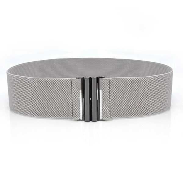 Brett resårbälte Enfärgad korsettbälte Metallspänne Dammode Cummerband Stretch Cinch midjeband Dam midjebälte style 1-grey One Size