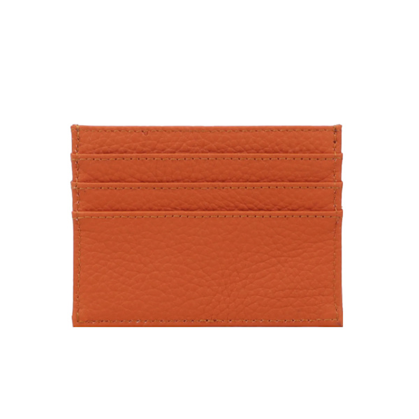 Anpassad 100 % koläder Pebble Mönster Kreditkortshållare Smal plånbok Män Kvinnor Plånbok Pocket Card Custom Initial Letters Case orange 0695