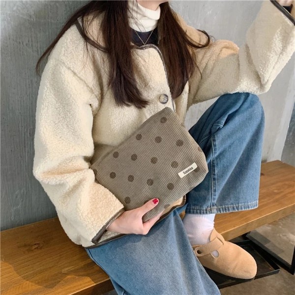 Snygg japansk koreansk kosmetisk väska Handväskor Handväskor Smile&Dots Makeup Organizer Förvaring Flickor Pennfodral Case Auburn