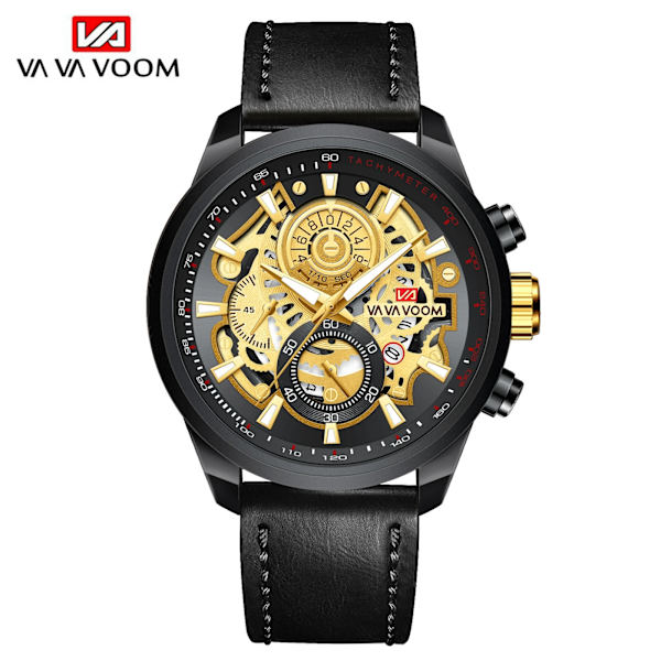 Watch Watch Mode Mekanisk stil Läder Student Watch Kalender Vattentät Armbandsur Relogio Masculino 2311P-JH2