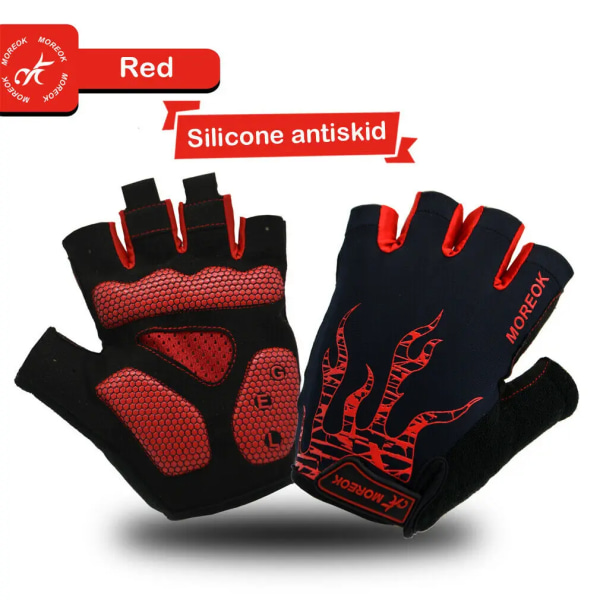 Nya antisladd cykelhandskar Unisex Herr Kvinnor Utomhus MTB Cykel Tvättbar Halvfinger Handskar Korta Finger Sporthandskar Red XXL