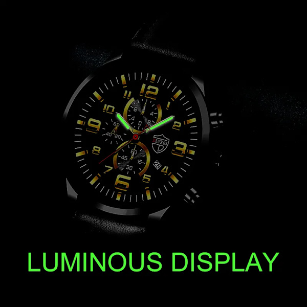Herrklockor Rostfritt stål Läder Kvarts Armbandsur Man Business Watch Watch Datum Lysande Man Casual Armband Klocka As shown 11