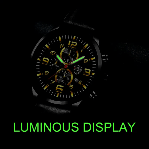 Herrklockor Rostfritt stål Läder Quartz Armbandsur Man Business Watch Watch Datum Lysande Man Casual Armband Klocka As shown 3