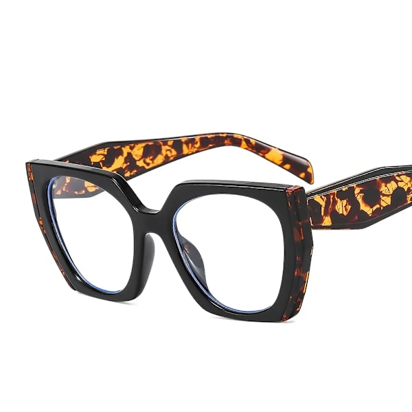 Nytt modemärke Designer Irregular Square Solglasögon För Kvinnor Män Retro Modern Cat Eye Dam Solglasögon Ins Trendiga nyanser Black Leopard As the picture