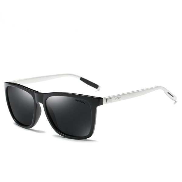 AORON Polarized Solglasögon Herr Klassiska Fyrkantiga Solglasögon UV400 Spegel Aluminium Ben Glasögon Black Gray -Black Package 3