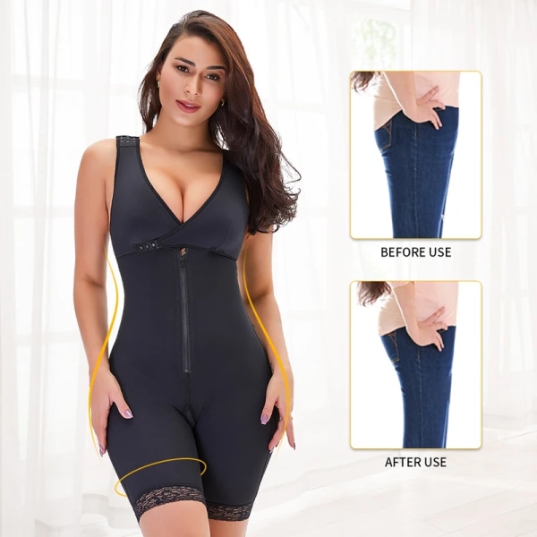 Kvinnor Postpartum gördel Shapewear Magkontroll Öppen byst Helkroppsformare Bantning Bodysuit Waist trainer Fajas S6XL Black 4XL