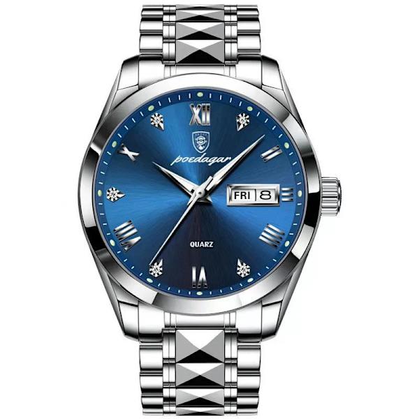 POEDAGAR Klockor i lyxstil Herr 2023 Mode Rostfritt stål Vattentät kalendervecka Quartz Gold Watch For Man Reloj Hombre SE
