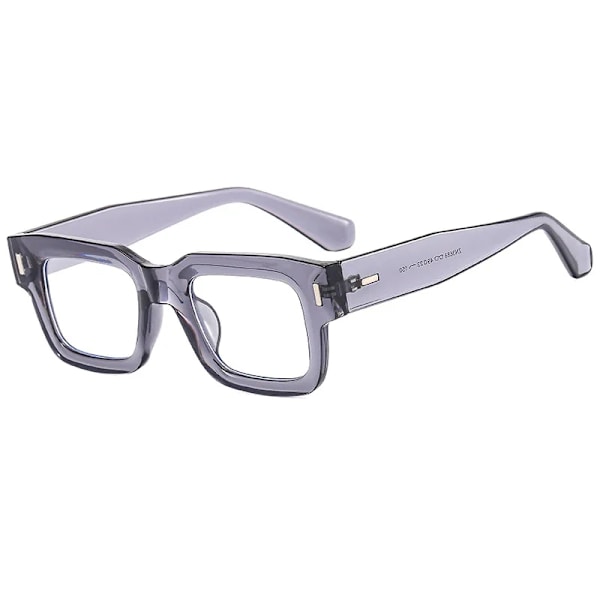 Nya retro grå fyrkantiga solglasögon för kvinnor män mode genomskinlig linsram Glasögon glasögon manliga nyanser UV400 nitar Gray Transparent As the picture