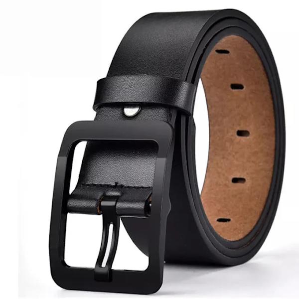 Män högkvalitativt bälte i äkta läder Lyxiga designerbälten för män Modeband för män manliga jeans för man Cowboy P301-Black 115CM