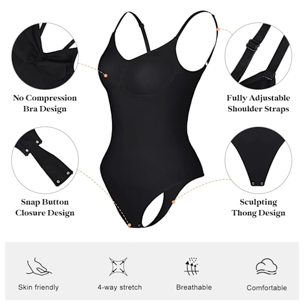 Stringtrosa Sömlös Bodysuit Shapewear För kvinnor Magkontroll Slimming Slida Push Up Buken Body Shapers Linnen Brown M