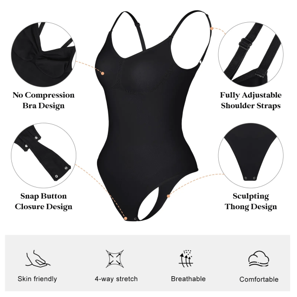 Stringtrosa Sömlös Bodysuit Shapewear För kvinnor Magkontroll Slimming Slida Push Up Buken Body Shapers Linnen Brown XXXL